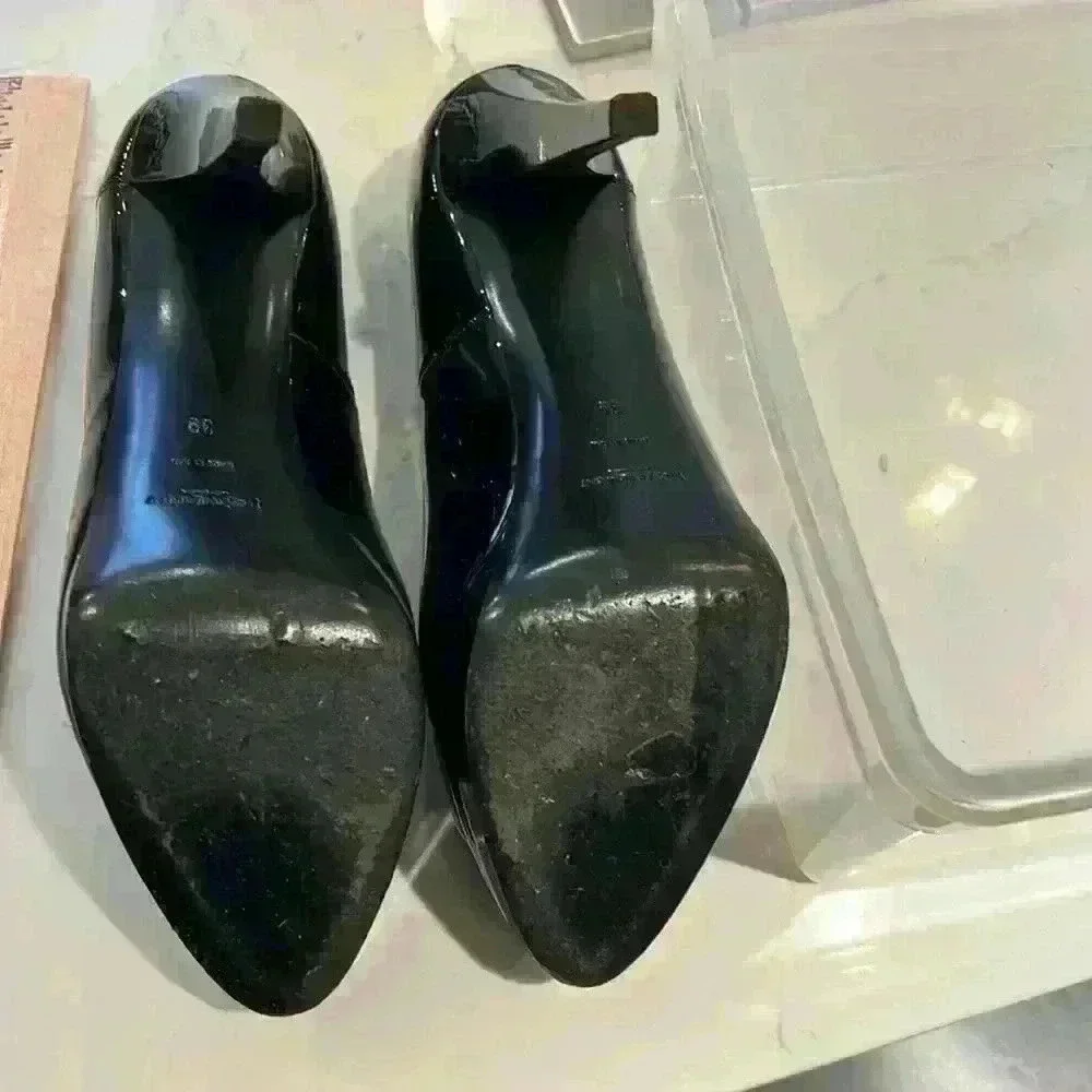 YSL black patent leather platform pumps size 39